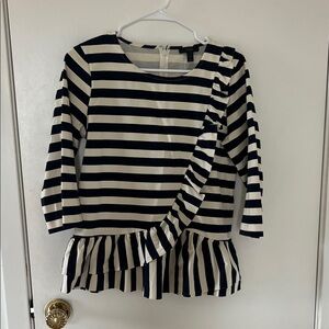 J. Crew Navy and Cream Striped Peplum Blouse